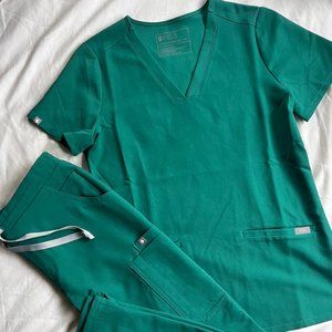 FIGS Scrub Set - Womens - Hunter Green - Casma Top/Yola Pants - XS - NWOT